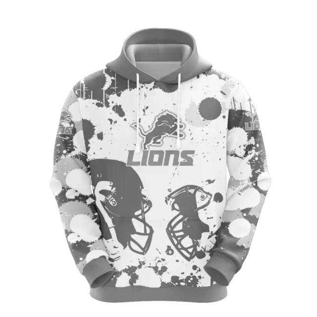 Detroit Lions Men's Pullover Hoodie Sweatshirts Casual Hooded Sports Jacket Coat