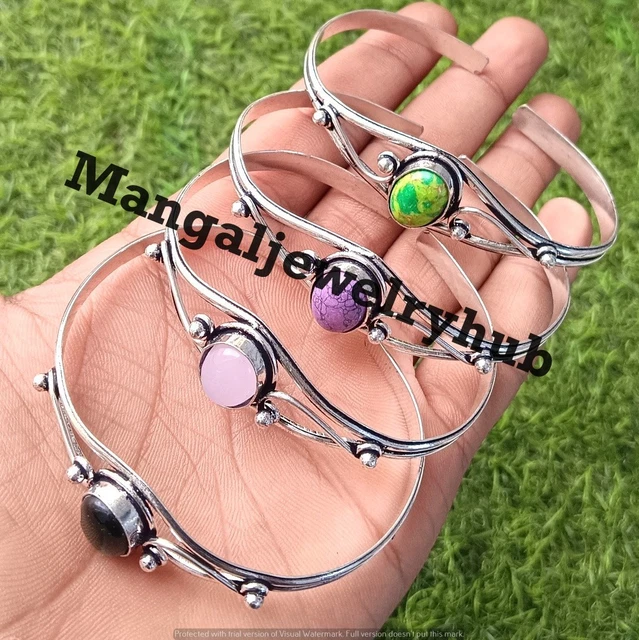 Lot De Pendentifs En Vrac Amazonite Et Pierres Naturelles - Argenté, Fait Main Inde
