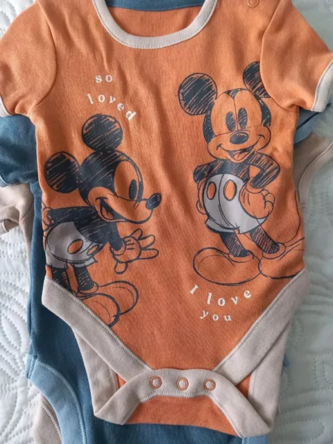 Three Baby Boy Short Sleeved Mickey Mouse Vests in Size 3-6 Months BNWOTS 3