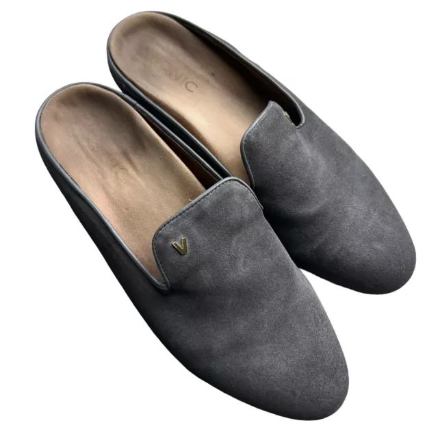 Vionic Grey Suede Slip On Shoes Mules Women SZ 9 READ Comfort Slipper Shoe READ