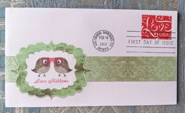 2012 Love Stamp Ribbons Love Birds   Fleetwood Cachet Fdc Unad