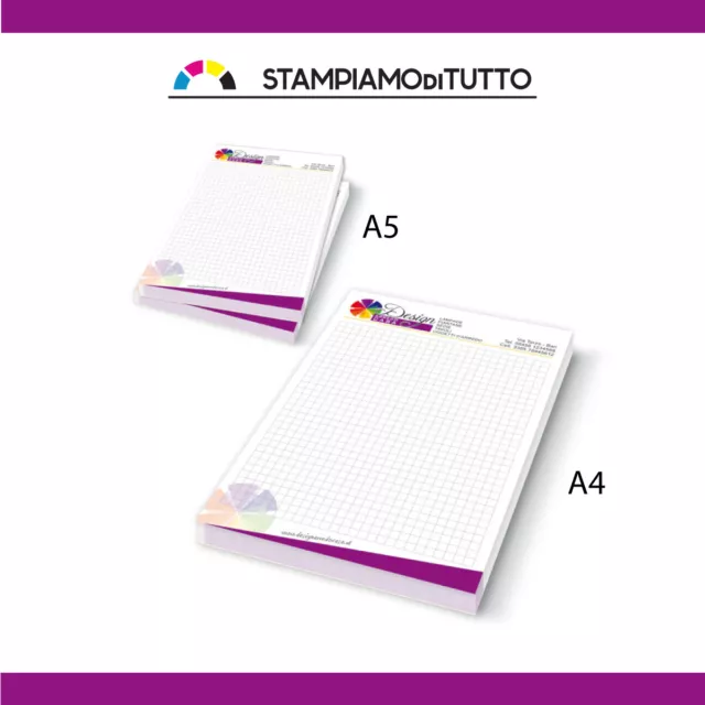 10 Block notes personalizzati con stampa a colori logo aziendale f.to A4