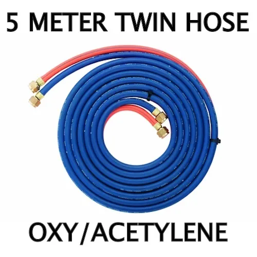 OXY ACETYLENE 5 Meter TWIN GAS HOSE with Fittings