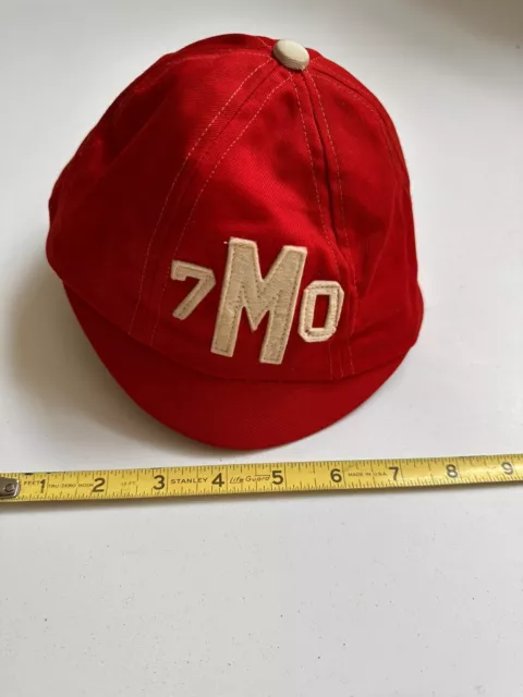 Vintage Small Brim Baseball Hat Cap 1940s 1950s 1960s Retro Red 7M0 Felt Number
