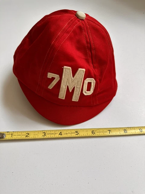Vintage Small Brim Baseball Hat Cap 1940s 1950s 1960s Retro Red 7M0 Felt Number