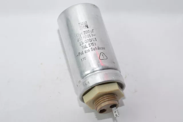Elektrolyt-Kondensator von RFT Elyt 200 µF, 350 V / 385 V, TGL5151, NOS