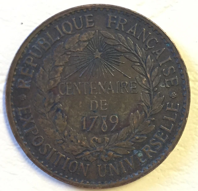 RÉPUBLIQUE FRANÇAISE Exposition Universelle Centenaire de 1789 Bronze