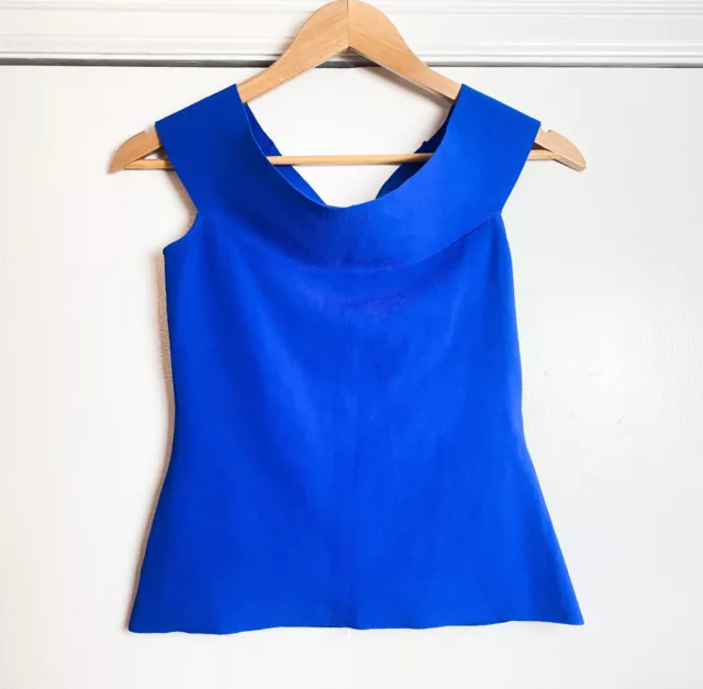 NWT Milly Blue Minimalist Off The Shoulder Top Business Casual Size Small $225