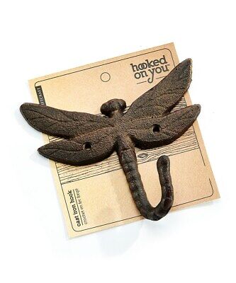 Dragonfly Single Wall Hook Set of 4 Cast Iron Color Choice  Brown, Black, White