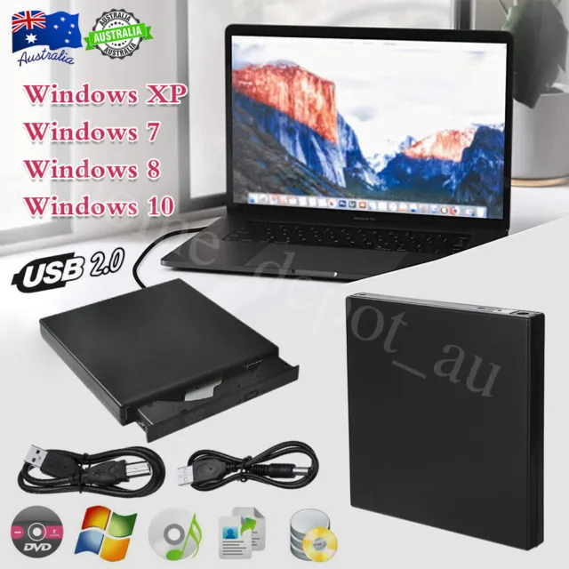 USB External Burner Player Drive Laptop for Mac Windows CD RW DVD ROM Writer