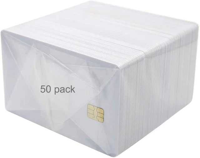Gialer 50 Pack SLE4442 Chip Cards, Blank Smart Intelligent Card Contact IC Card,
