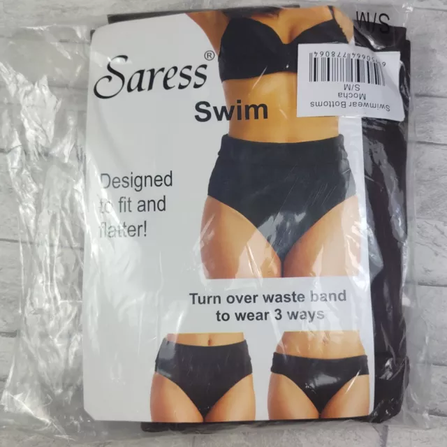 SARESS Swim Bottoms High Waisted Briefs Brown S/M Size 12-14 UK Swimming Beach