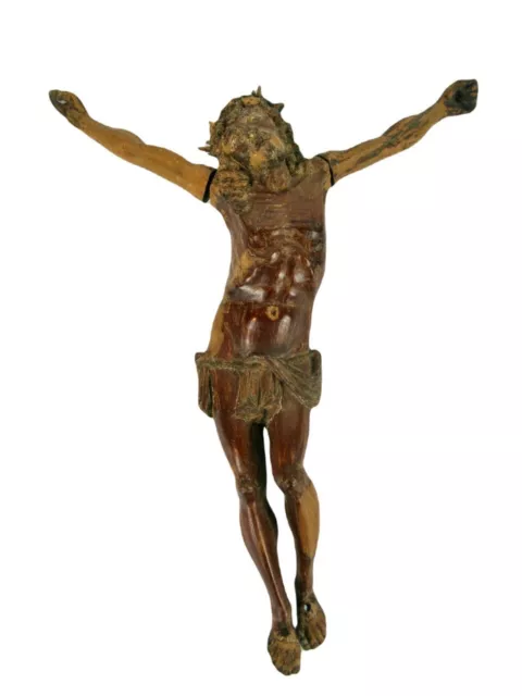 Ancien Christ En Bois Sculpte Fin Du Xvii