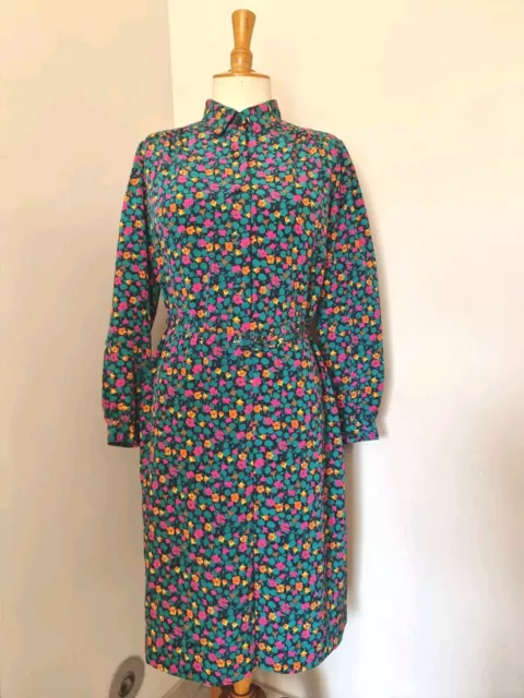 VINTAGE MARCELLE GRIFFON Robe Dress Kleid Fleurie Automne Tres Belle Qualite EUR 35 00 PicClick FR