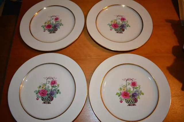 Set of 4 Vintage Booths England Silcon China Floral Plates 8.75" 3