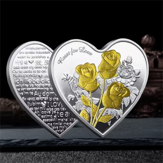 Heart-shaped Rose Metal Commemorative Coins 52 Types I Love You Confession Coins 3