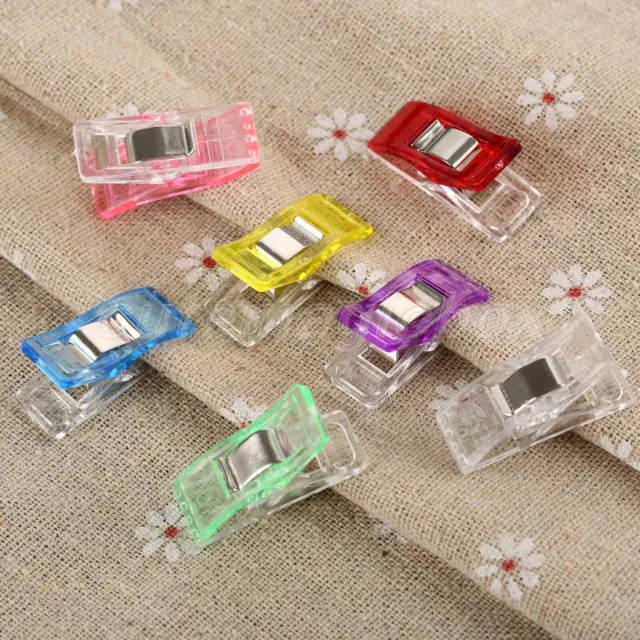 50pcs PVC Metal Sewing Craft Quilt Quilter Binding Clips Clamps 7Colour 2.7*1CM