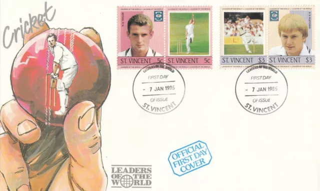 (133210) Cricket Taylor / Fletcher St Vincent FDC 1985