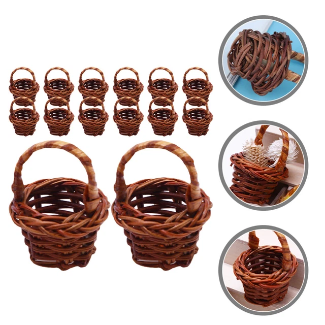 20 Pcs Mini Paniers Tressés Mini Portable Jouets Miniatures Panier Tissé