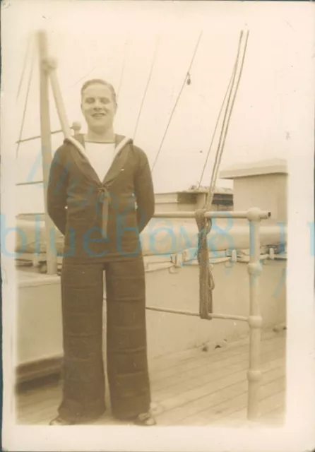 1940 WW2 PHOTO Royal Navy Sailor on deck of Ship Halifax Canada 2.5x1.6 ...