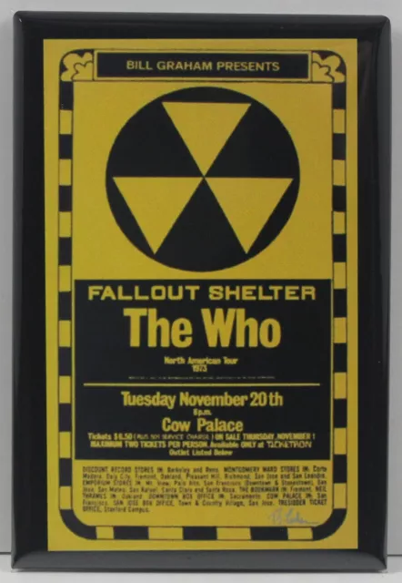 The Who Fallout Shelter Concert Poster 2" X 3" Fridge Magnet. Cow Palace 1973