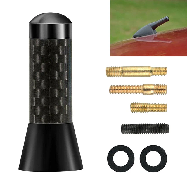 1.4" Carbon Fiber Car Am/Fm Radio Short Antenna Stubby Screw Aluminum Black Carb