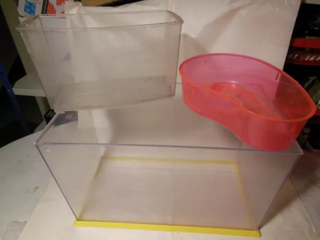 Lotto tre vasche tartarughiera acquario in plastica trasparente dimensioni varie
