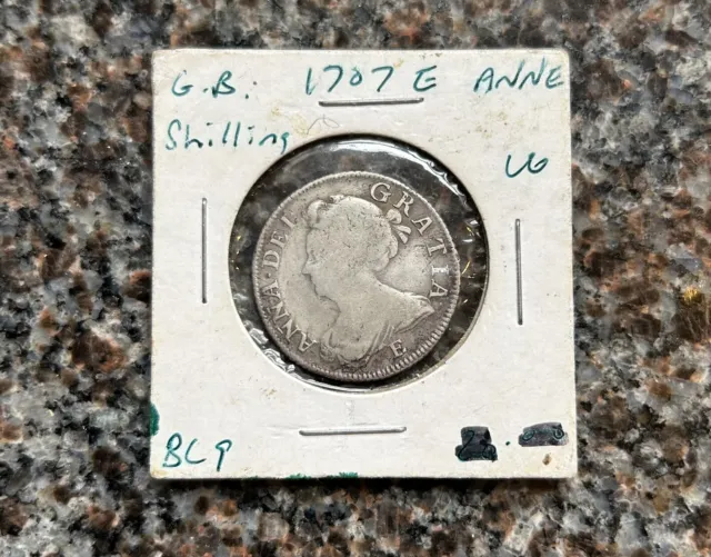 1707 E Anne Silver Coin Shilling Vintage Great Britain