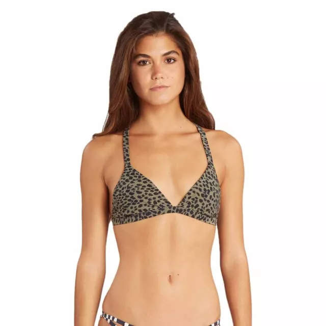 Billabong Women's Wild One Fixed Triangle Bikini Top Medium Green New rrp £26