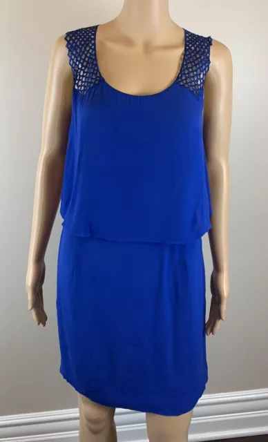 Sandro Paris Blue sleeveless Tiered Dress with Open Back Size 1/US Small