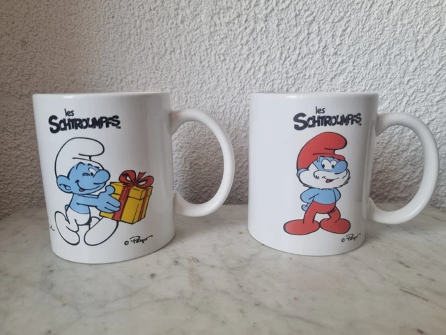 Lot De 2 Mugs Les Schtroumpfs Peyo 2016 - Occasion - Multicolore - Pour Collectionneurs Ou Quotidien
