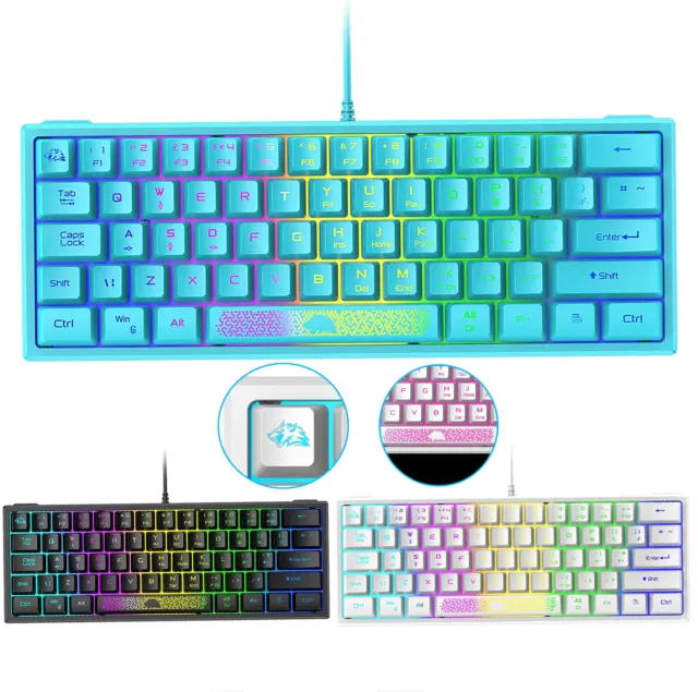 mechanische 60 Prozent Tastatur | 61 programmierbare Tasten mit RGB Beleuchtung
