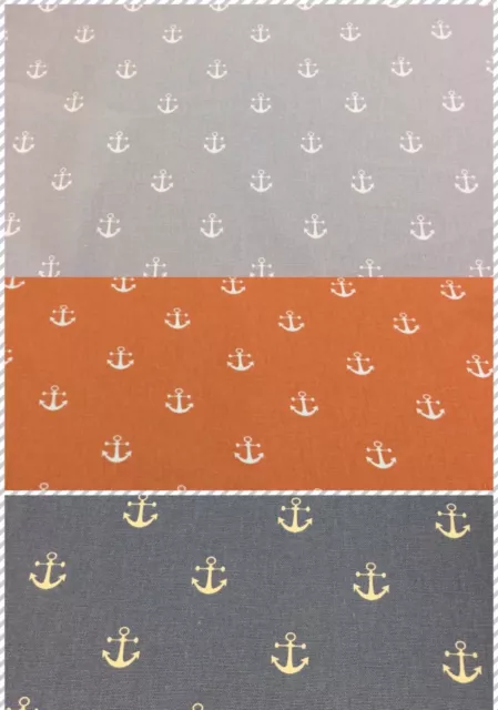 *NEW* Fryett’s ANCHOR Nautical Cotton Print Fabric.Upholstery/Curtains/Crafts