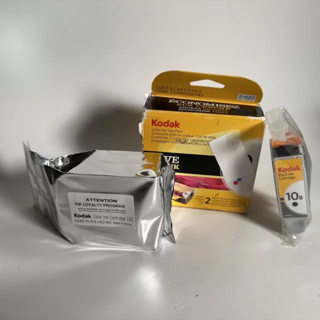 Genuine Kodak Inkjet Printer Ink - 10C Multi-Color & 10B Black-Open Box, Sealed