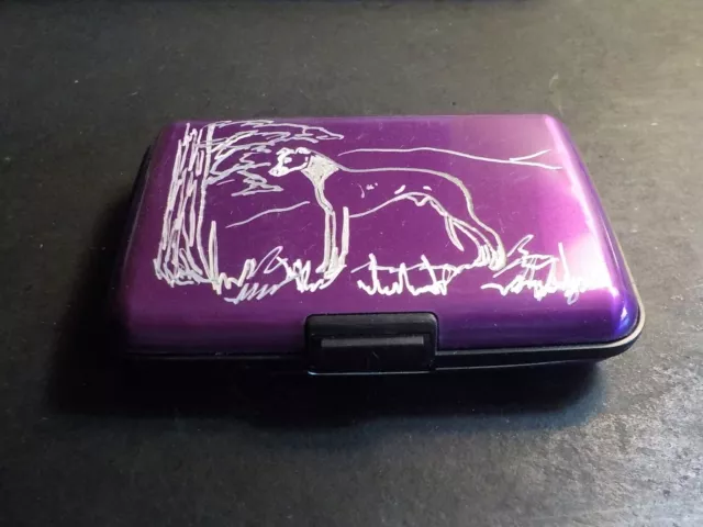 Italian Greyhound hand cut and signed RFID metal credit card wallet