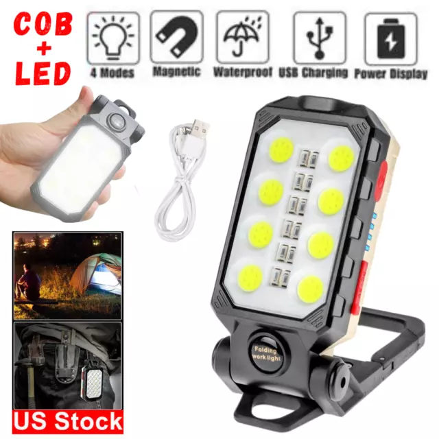 Linterna Luz de trabajo LED COB Magnetic Lampara de Camping Recargable por USB