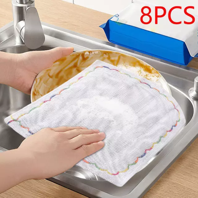 8x Küchengeschirrtücher tragbar saugfähig weich wiederverwendbar Waschlappen Handgeschirr
