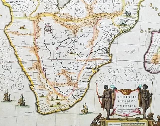 1639 Jan Jansson Original Antique Map of South Africa, Madagascar - Beautiful 2