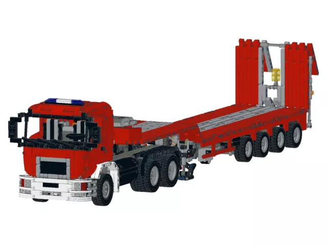 Bauanleitung instruction Feuerwehr Truck + Tieflader  Eigenbau Moc Lego Technic