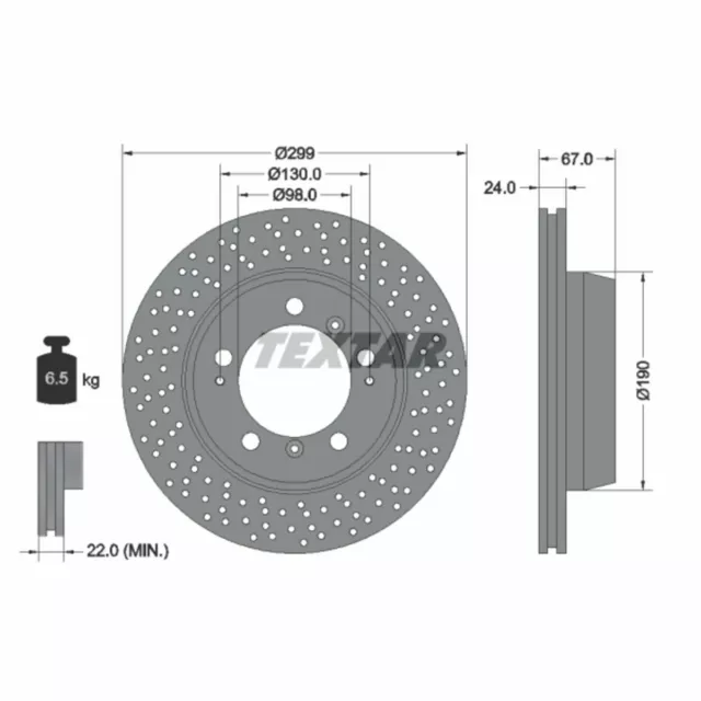 Bremsscheibe TEXTAR 92176705 hinten, belüftet, perforiert, hochkarbonisiert, ...