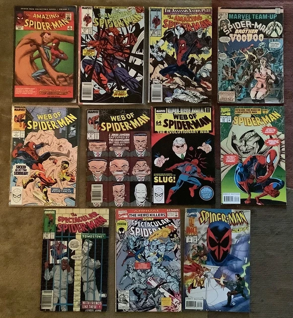 Lot of 11 Different Spider-Man Comics Inc The Amazing, Marvel Team Up, Web Of ++