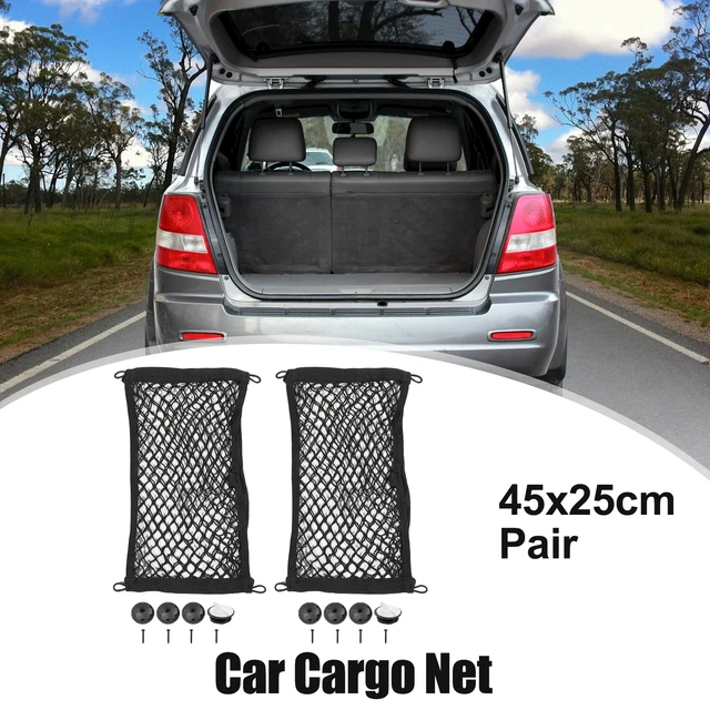 1 Pair Envelope Style Car Mesh Rear Cargo Net 8 x Adapter 8 x Screws 18"x9.8"