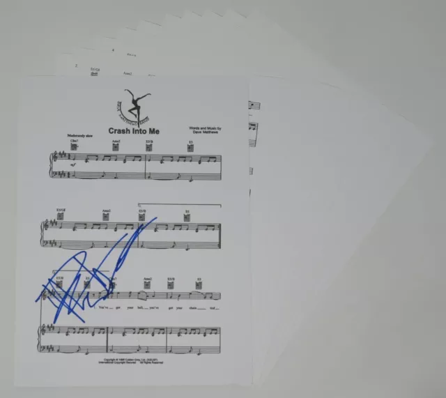 DAVE MATTHEWS BAND Signed Autograph Auto "Crash Into Me" Sheet Music JSA BAS