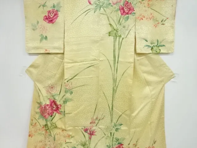 81819# Japanese Kimono / Antique Kimono / Embroidery / Flower