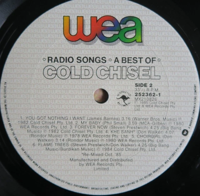COLD CHISEL RADIO Songs Best Of Australia issue 12'' vinyl Lp 1985 OZ