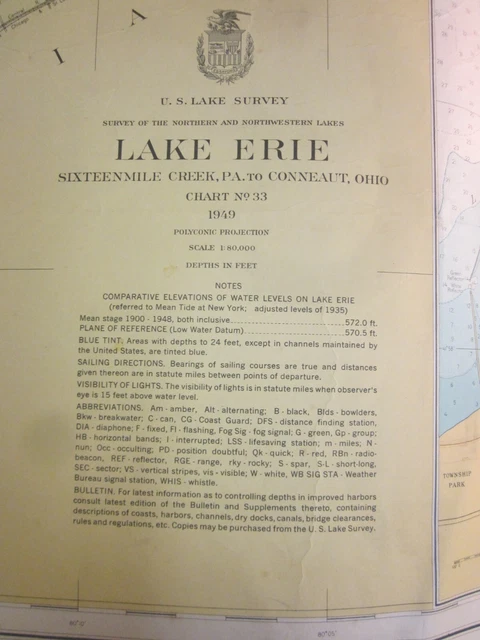 ARMY CORP ENGINEERS Maritime Survey Chart Map 1953 Lake Erie Ashtabula army-corp-engineers-maritime-survey-chart-map-1953-lake-erie-ashtabula