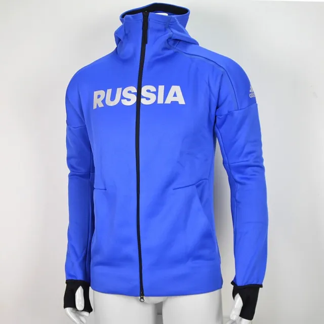 Adidas Zne Giacca Uomo Russland Inverno Sport Hoodie da Corsa Sci Fondo Blu