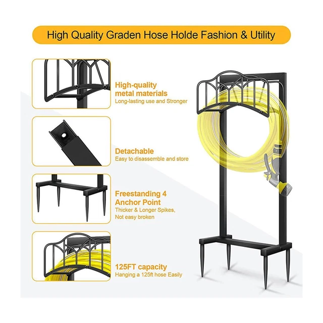 Set 3 Portatubo Da Parete Relaxdays Per Tubo Giardino 30m - Grigio, Ferro Resistente - Foto 5