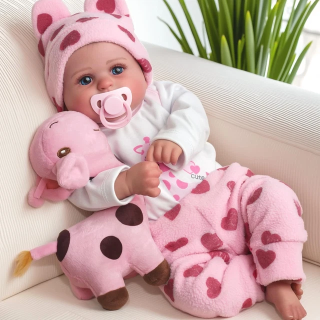 Anano Reborn Baby Laura Poupée nouveau-né 48 cm - En silicone réaliste - Avec veines enracinées - Nourriture des cheveux