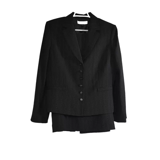 Women Tahari Arthur S Levine Black Pinstripe Business Suit Size 14